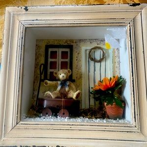 Shadow Box Teddy Bear Wagon Wall Decor Dennis East Intl 2001